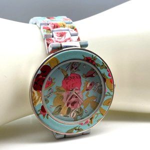 Geneva Floral Ladies'  Analog Quartz Watch New Battery